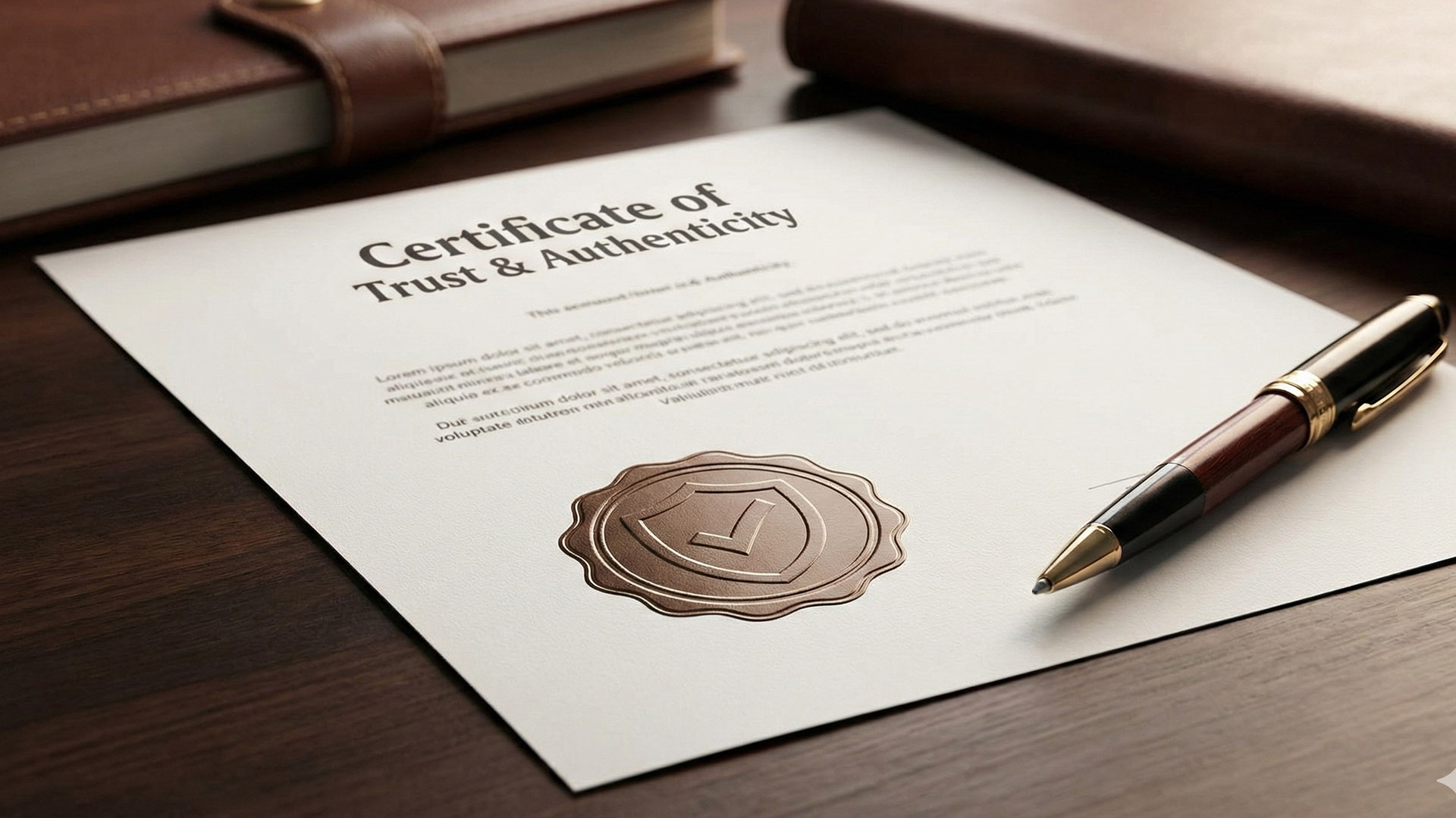 ใบรับรองความน่าเชื่อถือที่มีการประทับตราโลโก้บริษัทอย่างเป็นทางการ แสดงให้เห็นว่าการออกแบบโลโก้ช่วยสร้างความเชื่อมั่นให้กับธุรกิจได้อย่างไร